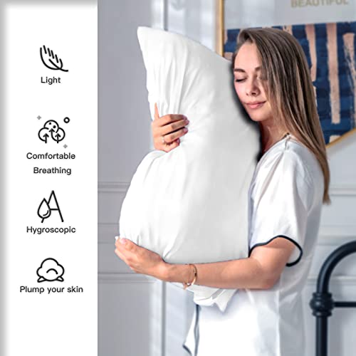 Suatien Mulberry Silk Pillowcase 20x26 Inches - White, Standard Size