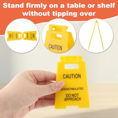 Caution Overstimulated Desk Signs - 2 Pcs Funny Office Decor