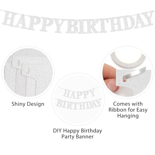 Personalized Glitter Happy Birthday Banner - DIY Garland with Ribbon