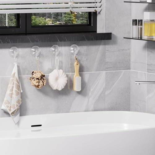 Goabroa 3 Pack Suction Cup Hooks - Clear Double Hooks for Flat Surfaces