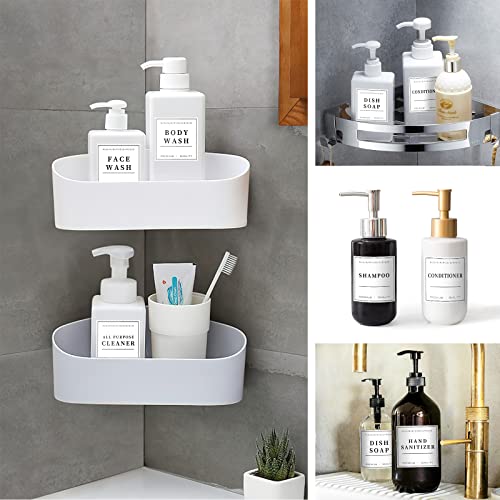 36PCS White Waterproof Labels for Soap & Shampoo Dispensers
