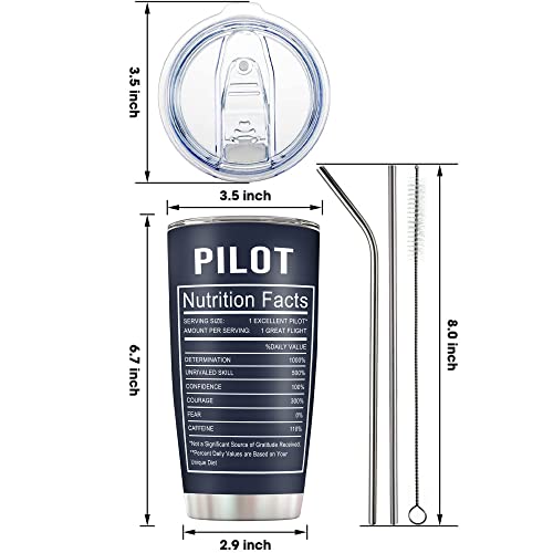 20 Oz Insulated Stainless Steel Tumbler for Pilots - Coffee Mug Gift