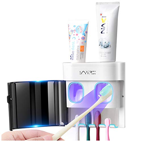 Black Wall-Mounted Automatic Toothbrush & Toothpaste Dispenser Set - Dustproof