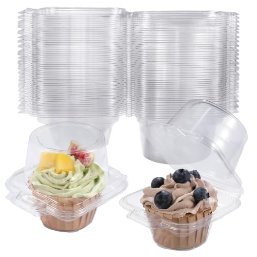 50-Pack Individual Cupcake Containers with Clear Dome Lids