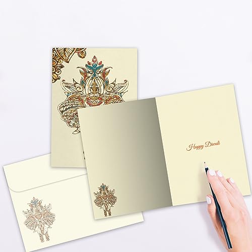 Vibrant Diwali Card with Envelope - 5"x7" - Eco-Friendly Design