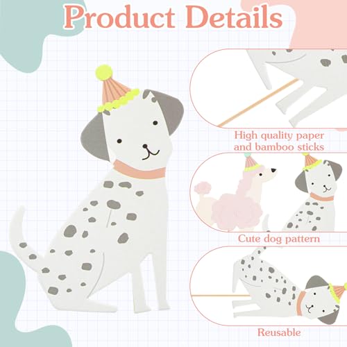 24 Pack Dog Cupcake Toppers Puppy Theme Birthday Party Decorations
