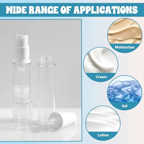 Apausvcm 4 Pcs 10ml Clear Empty Airless Pump Bottles Refillable Travel Containers