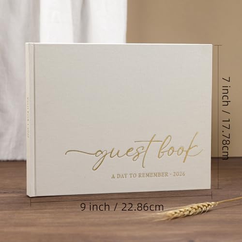 LONLAT Elegant Wedding Guest Book with Linen Cover - 100 Blank Pages for Special Occasions