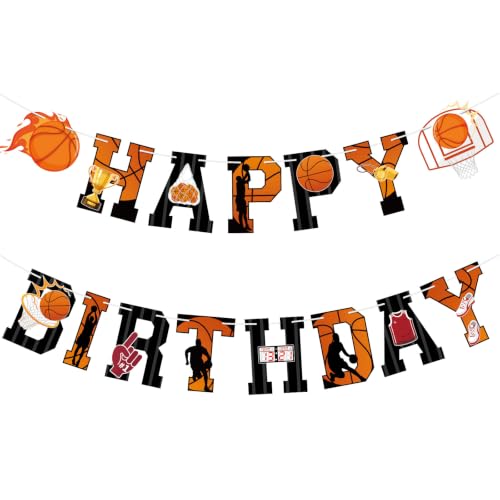 Basketball Happy Birthday Banner Set - Party Decorations for Kids & Teens
