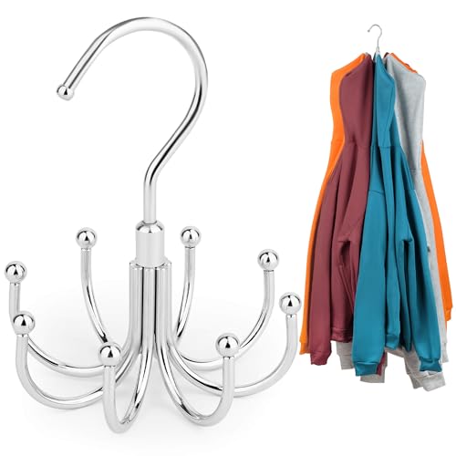 ZEDODIER Hoodie Hanger, 8-Capacity Sweatshirt Organizer for Closet - Silver