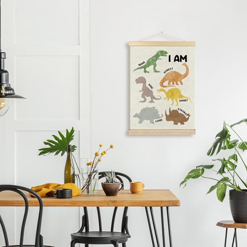 Dinosaur Wall Art for Kids - 12x16 Inspirational Canvas Decor