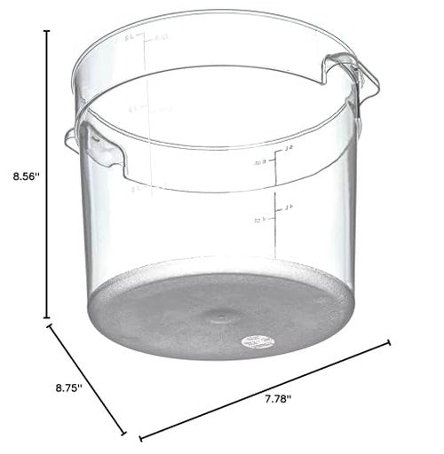 Carlisle FoodService Products Storplus Round Food Storage Container with Stackable Design for Catering, Buffets, Restaurants, Polycarbonate (Pc), 6 Quart, Clear