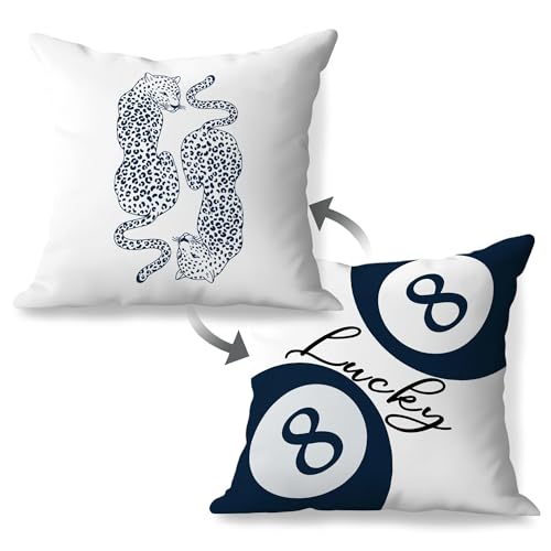 Funky Blue Leopard 8 Ball Pillow Covers 18x18 - Y2K Decor