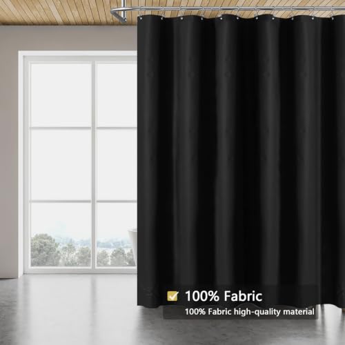 LLSCL Black Fabric Waterproof Shower Curtain Liner Hotel Quality 72x72 with Rust-Resistant Grommets