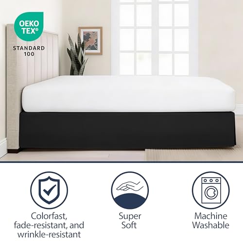 Levinsohn Tailored Bed Skirt, 14-Inch Drop, Twin Size, Black Box Pleat
