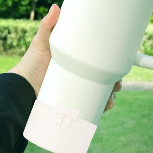 Silicone Boot for Stanley Cup with 3D Bow Anti-Slip Protector White