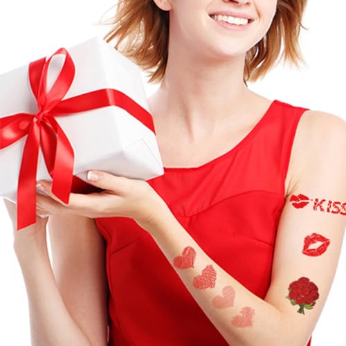 Valentine Temporary Tattoos - 10 Sheets Waterproof Body Art Stickers