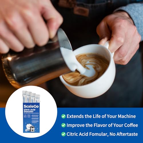ScaleGo Coffee Machine Cleaner & Descaler - Citric Acid Powder, 4 Sachets
