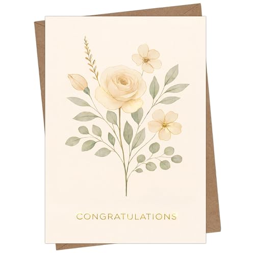 Floral Wedding Card with Envelope - Congratulations for Newlyweds