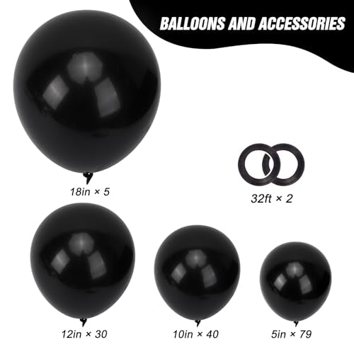 Black Balloon Arch Set - 154pcs Latex Balloons for Parties