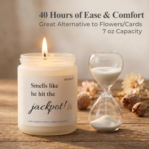 TINAREKA Jackpot Engagement Candle - Funny Bridal Shower Gift for Bride to Be with Lavender Aromatherapy, Reusable Glass Jar