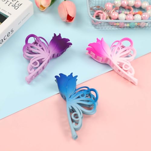 3PCS Large Flower Hair Claw Clips Non-Slip Grip for Thick and Thin Hair