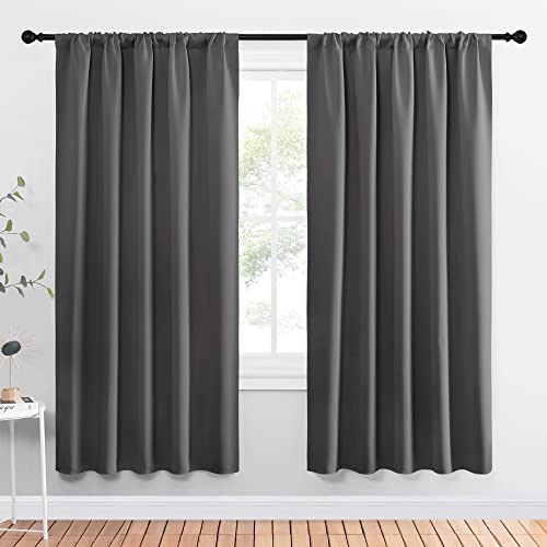 NICETOWN Grey Blackout Curtains - 52" W x 72" L, 2-Panel Set