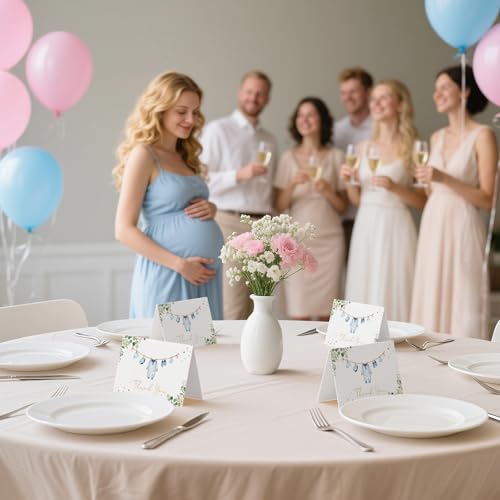 Whaline Blue Baby Shower Thank You Cards - 24 Pack with Envelopes & Stickers