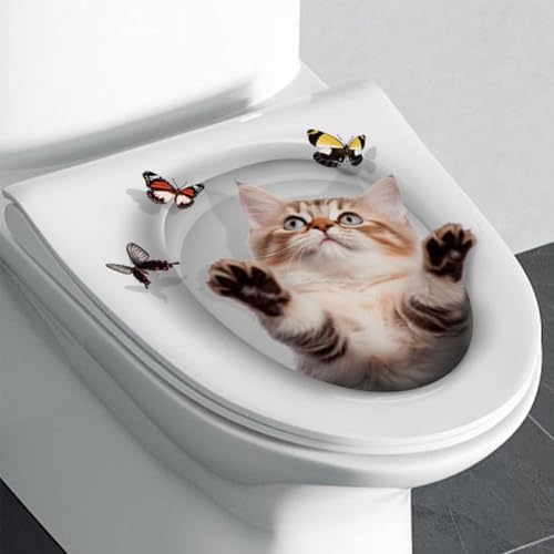 3D Squirrel Toilet Lid Decal - Waterproof Vinyl Bathroom Wall Sticker