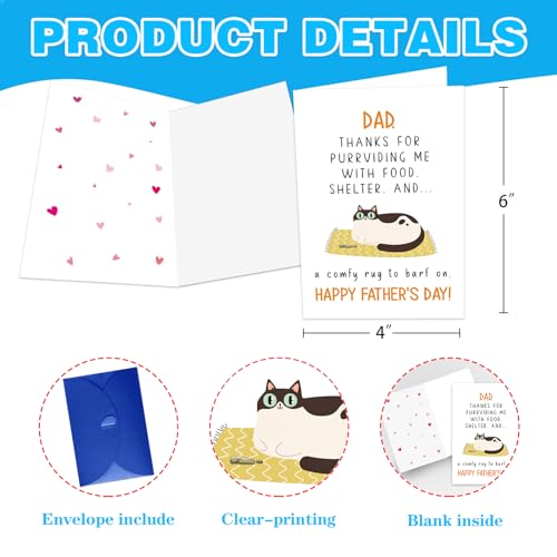 Funny Cat Dad Father's Day Card with Envelope | Gift for Cat Lovers