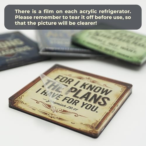 Christian Acrylic Fridge Magnets Set - Inspirational Bible Verses