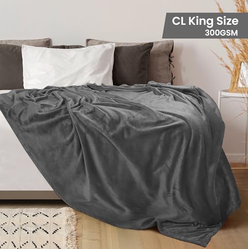 Utopia Bedding California King Grey Fleece Blanket - 102x96 Inch Lightweight Cozy All-Season Microfiber