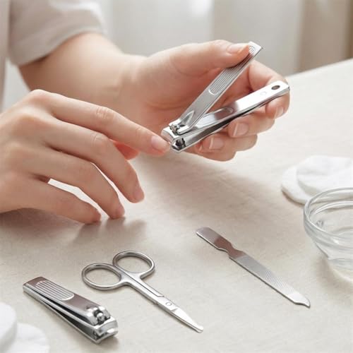 6-Piece Professional Nail Clippers Manicure Set with Leather Case