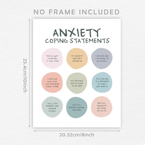 Anxiety Coping Statements Poster | 8x10 Inch Mental Health Art