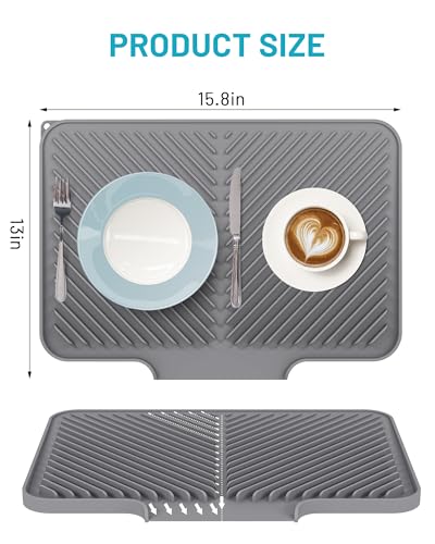 Silicone Dish Drying Mat with Drainage - 15.8" x 13"