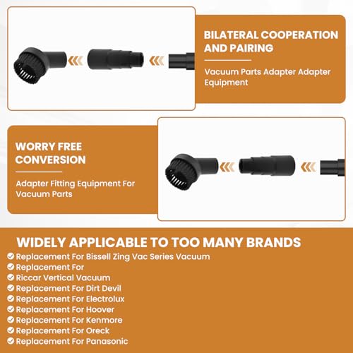 2 Pcs Round Vacuum Dust Brush Attachment - 1-1/4" Universal Cleaning Tool