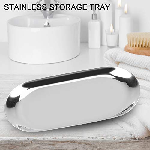 Tiiyee Stainless Steel Decorative Tray - Small Jewelry & Cosmetics Organizer