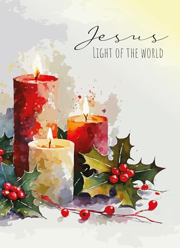 Religious Christmas Cards with Envelopes Pack of 20 Candlelight Holiday Greeting