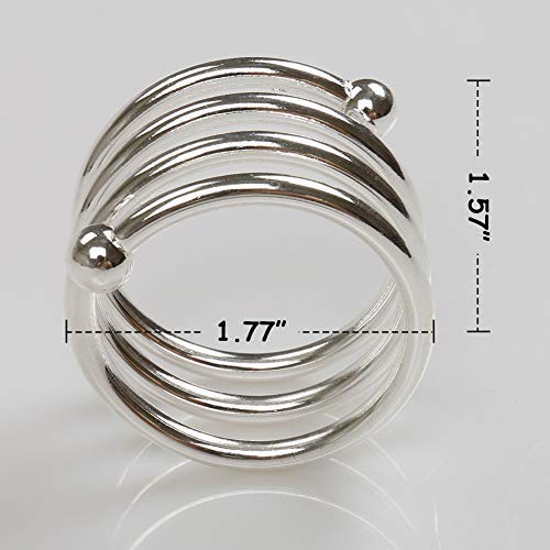 Silver Napkin Rings Set of 6 - Metal Holders for Holiday Decor