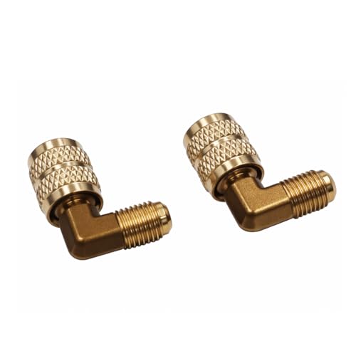 BoginIty 90° R22 to R410 HVAC Adapter, 1/4" to 5/16" Brass Connector