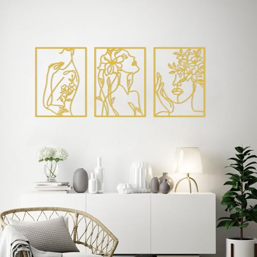 Minimalist Gold Wall Art Set - 3 Elegant Female Body Silhouettes