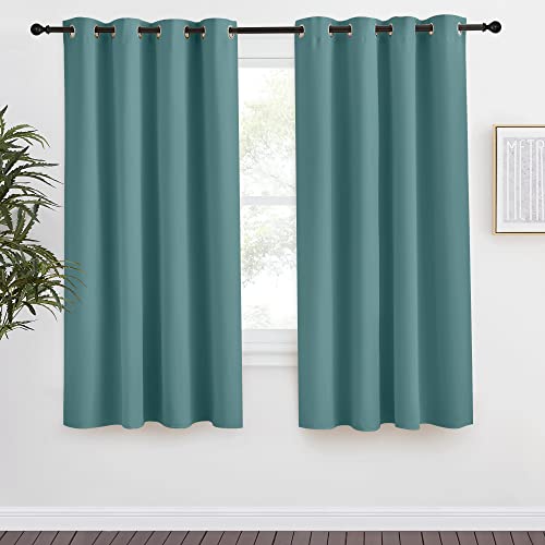 NICETOWN Sea Teal Blackout Curtain Panel 55" x 68" - Thermal Insulated Room Darkening Drapery