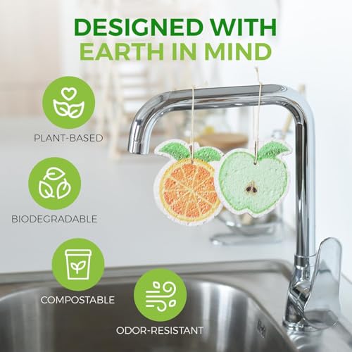 AIRNEX Eco-Friendly Fruit Shaped Kitchen Sponges - Pack of 8