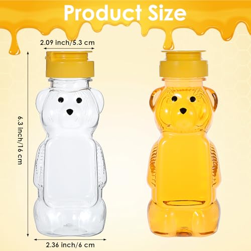 Set of 2 Cute Honey Bear Squeeze Bottles with Flip Lids - 8 oz
