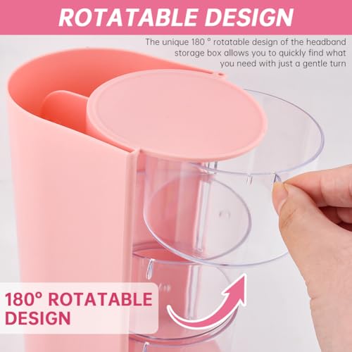 3-Layer Rotating Hair Accessories Organizer - Pink