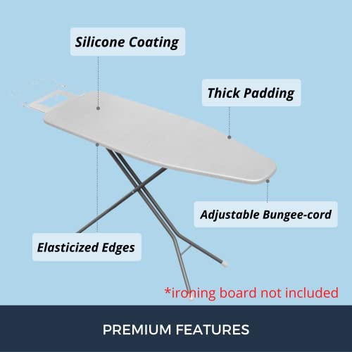 SAVUK Silver Ironing Board Cover with Pad - 15x54 Inch, Heat Reflective & Scorch Resistant