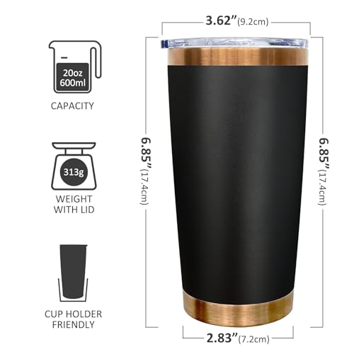 20 oz Black Insulated Tumbler with Lid & Straw - FunTrans