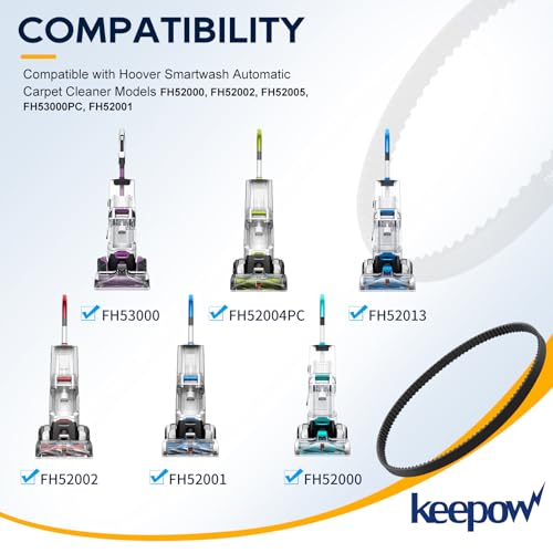 KEEPOW Vacuum Belt Set for Hoover Smartwash FH52000 Series - 1+1 Pack