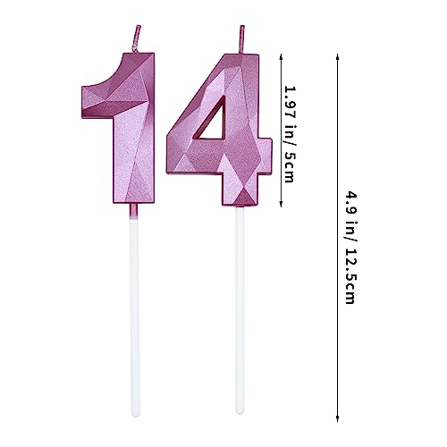 Pink 3D Diamond Birthday Candles - Number 14 & 41 Set