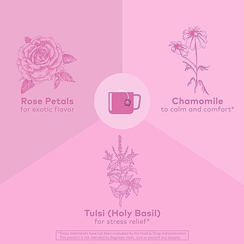 Organic India Tulsi Sweet Rose Herbal Tea - 18 Infusion Bags, Caffeine-Free, Stress-Relief, Soothing Floral Blend (Sweet Rose / 1 Pack)